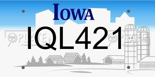 IQL421 Iowa License Plate
