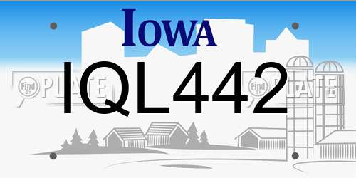 IQL442 Iowa License Plate