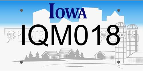 IQM018 Iowa License Plate