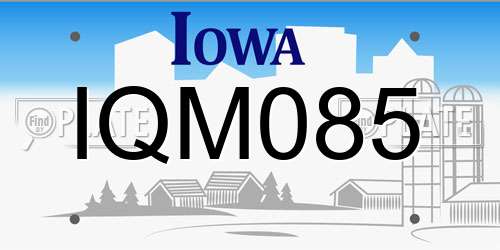 IQM085 Iowa License Plate