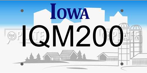 IQM200 Iowa License Plate
