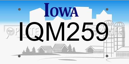 IQM259 Iowa License Plate