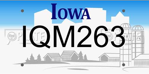 IQM263 Iowa License Plate