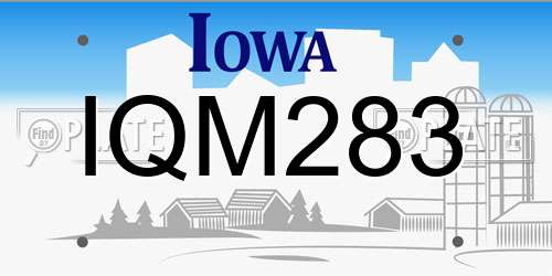 IQM283 Iowa License Plate