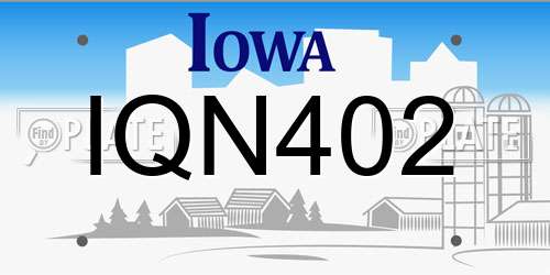 IQN402 Iowa License Plate