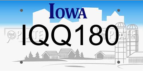 IQQ180 Iowa License Plate