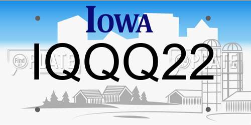 IQQQ22 Iowa License Plate