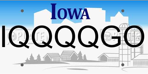 IQQQQGO Iowa License Plate