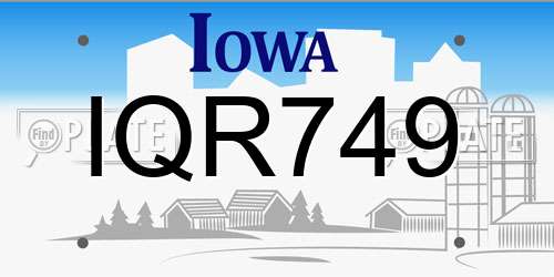 IQR749 Iowa License Plate