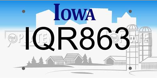 IQR863 Iowa License Plate