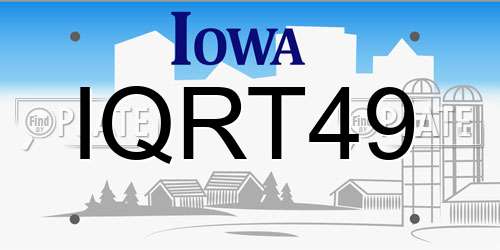 IQRT49 Iowa License Plate