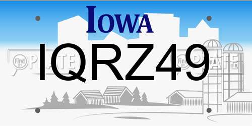 IQRZ49 Iowa License Plate