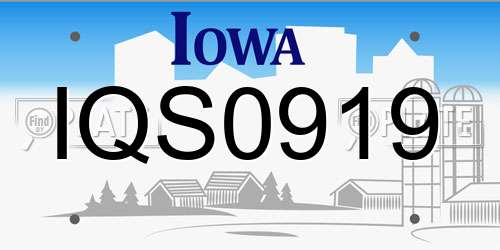IQS0919 Iowa License Plate