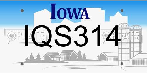 IQS314 Iowa License Plate