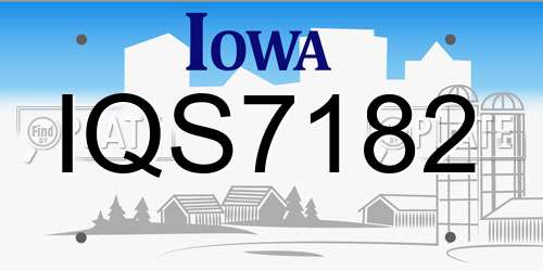 IQS7182 Iowa License Plate