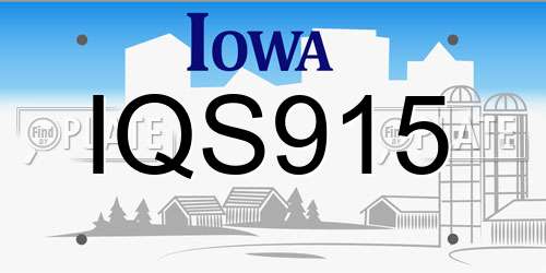 IQS915 Iowa License Plate