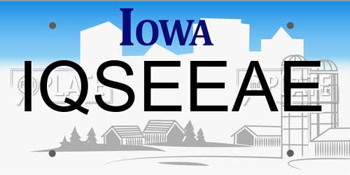 IQSEEAE Iowa License Plate