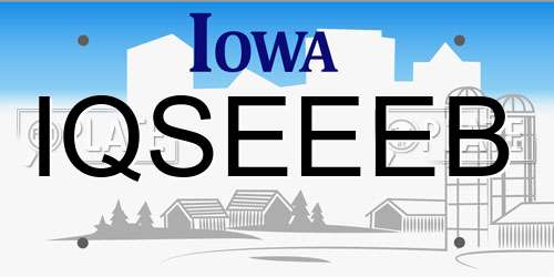 IQSEEEB Iowa License Plate