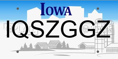 IQSZGGZ Iowa License Plate