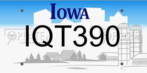 IQT390 Iowa License Plate