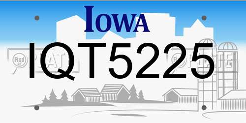 IQT5225 Iowa License Plate