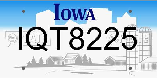 IQT8225 Iowa License Plate