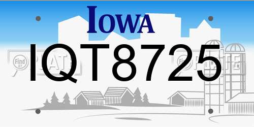 IQT8725 Iowa License Plate