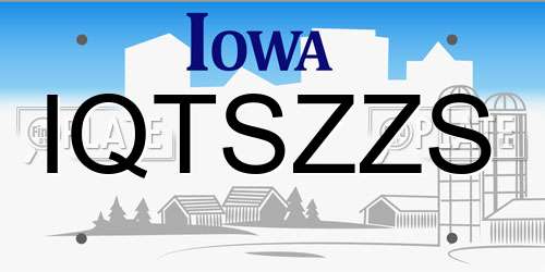 IQTSZZS Iowa License Plate