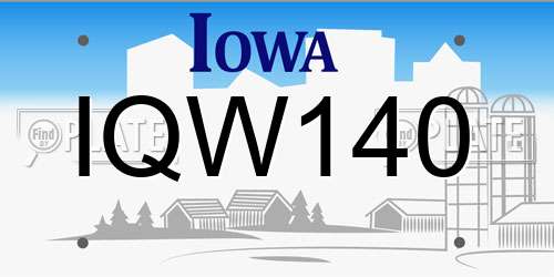 IQW140 Iowa License Plate