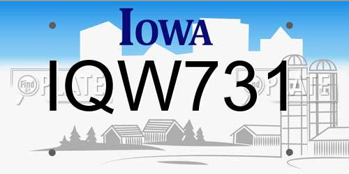 IQW731 Iowa License Plate