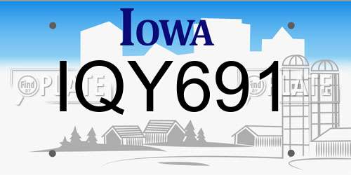 IQY691 Iowa License Plate