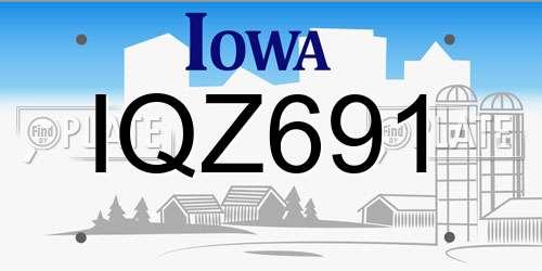IQZ691 Iowa License Plate