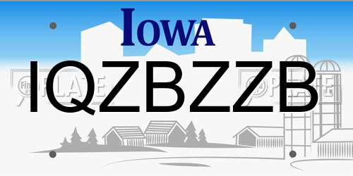 IQZBZZB Iowa License Plate