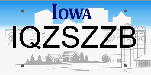 IQZSZZB Iowa License Plate