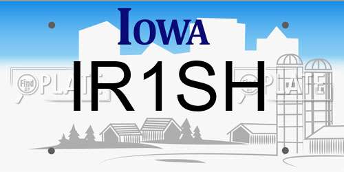 IR1SH Iowa License Plate