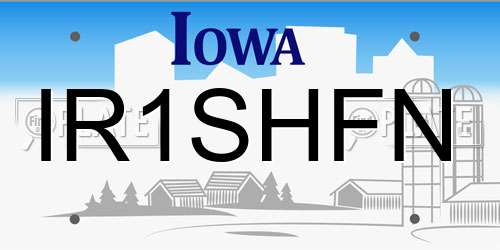 IR1SHFN Iowa License Plate