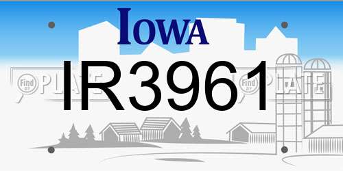IR3961 Iowa License Plate