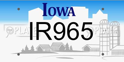 IR965 Iowa License Plate