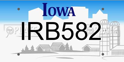 IRB582 Iowa License Plate