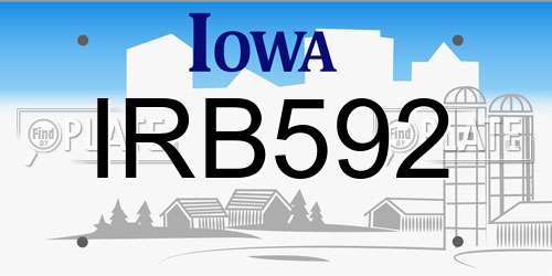 IRB592 Iowa License Plate