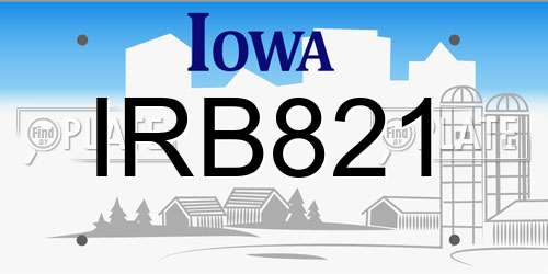 IRB821 Iowa License Plate
