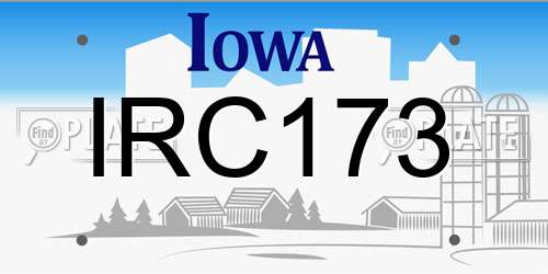 IRC173 Iowa License Plate