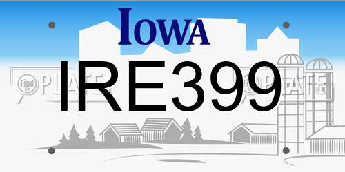 IRE399 Iowa License Plate