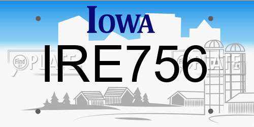 IRE756 Iowa License Plate