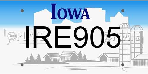 IRE905 Iowa License Plate