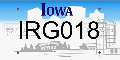 IRG018 Iowa License Plate