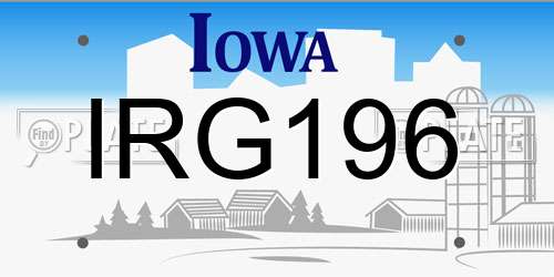 IRG196 Iowa License Plate