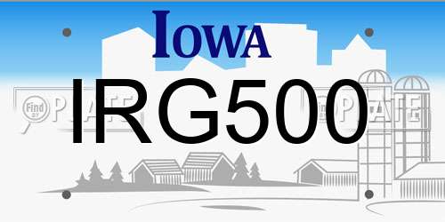 IRG500 Iowa License Plate