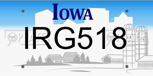 IRG518 Iowa License Plate