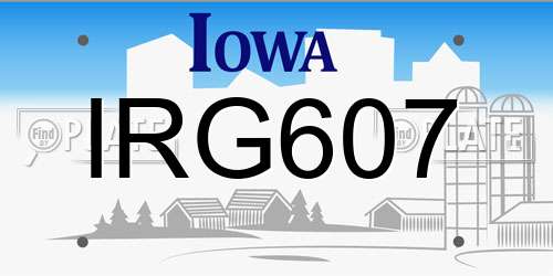 IRG607 Iowa License Plate